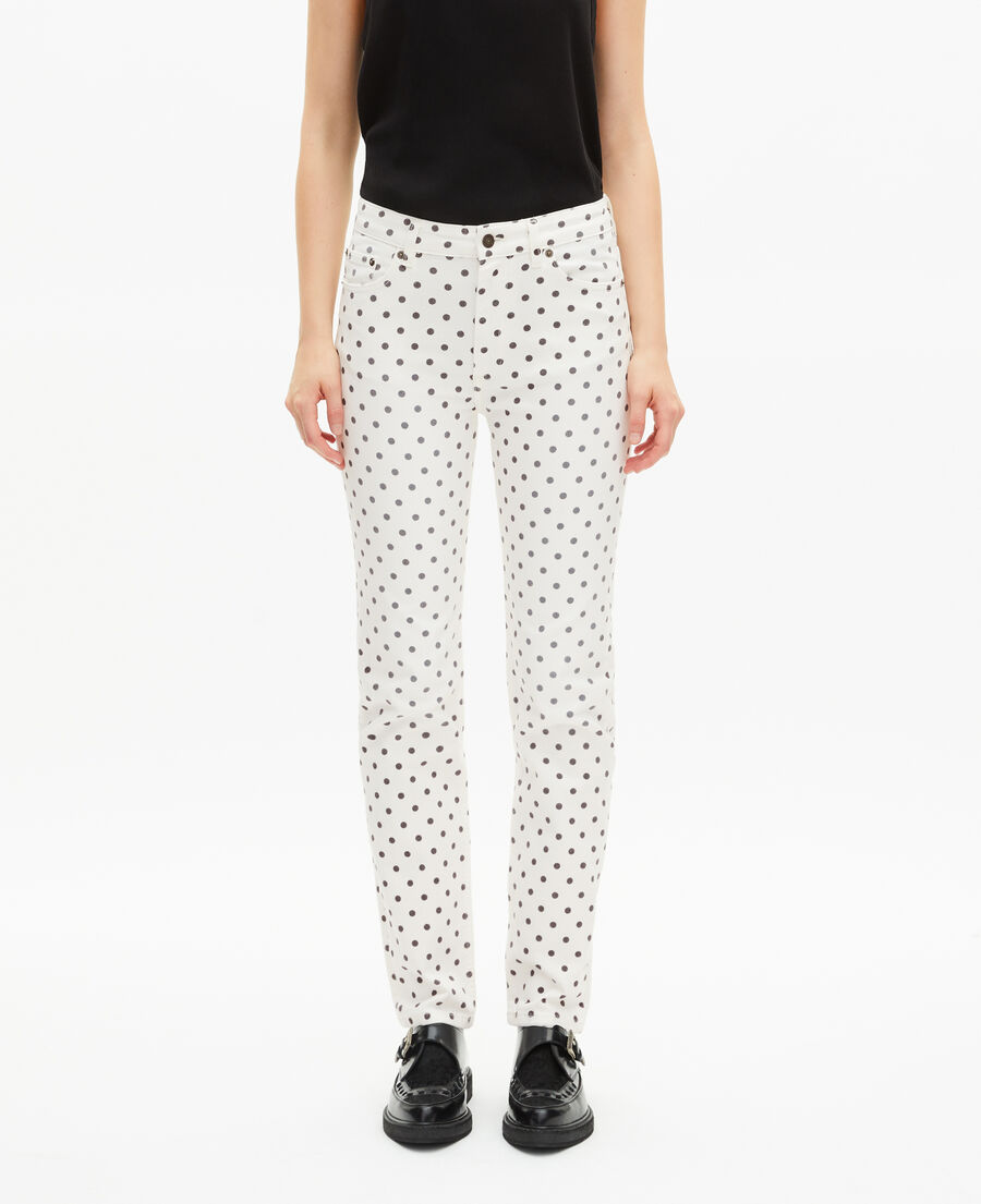 The Kooples FEMME BEIGE GREY jean slim à pois beige