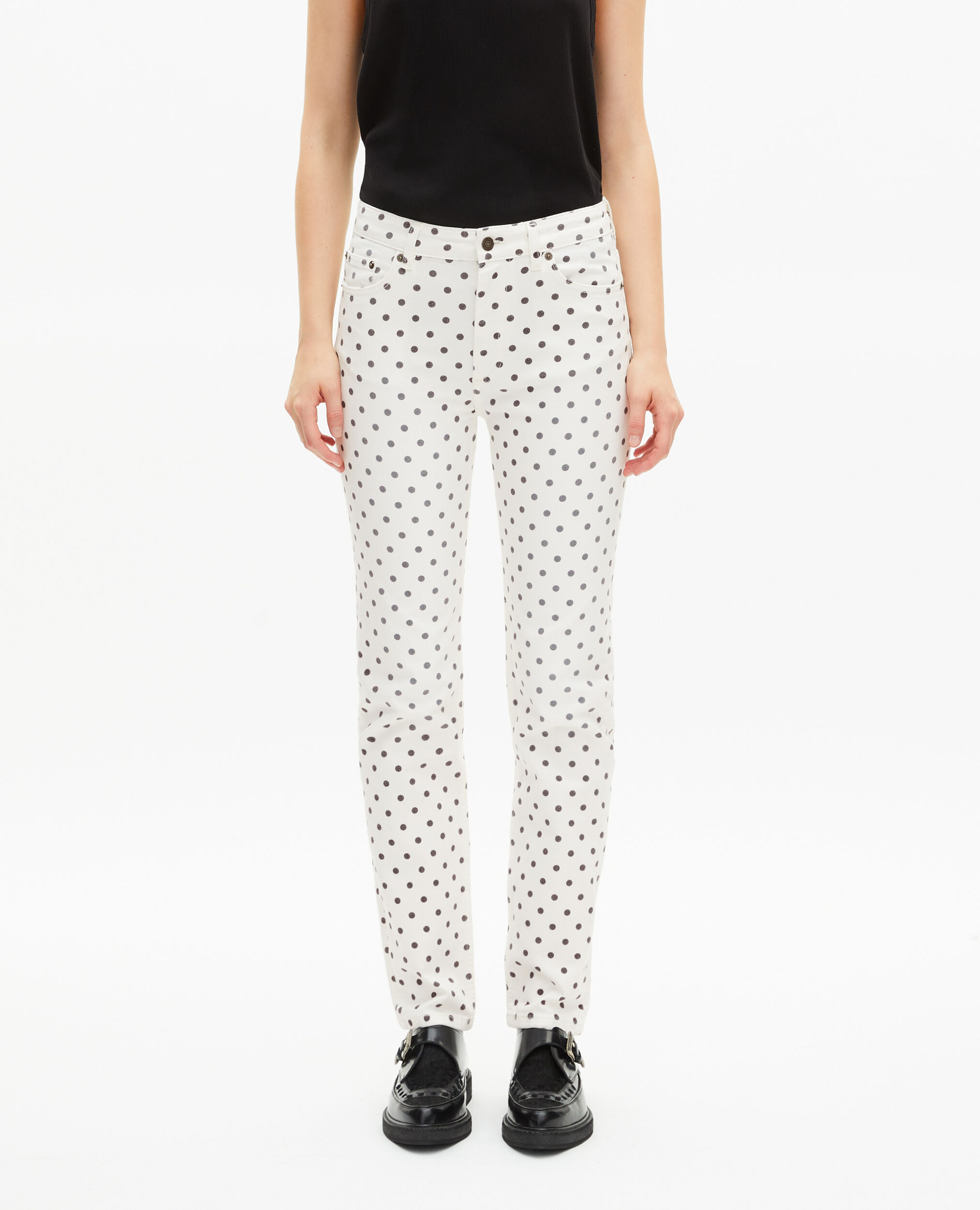 Jean slim à pois beige, BEIGE GREY, hi-res image number null