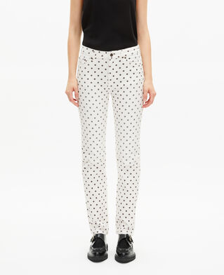 The Kooples FEMME BEIGE GREY jean slim à pois beige
