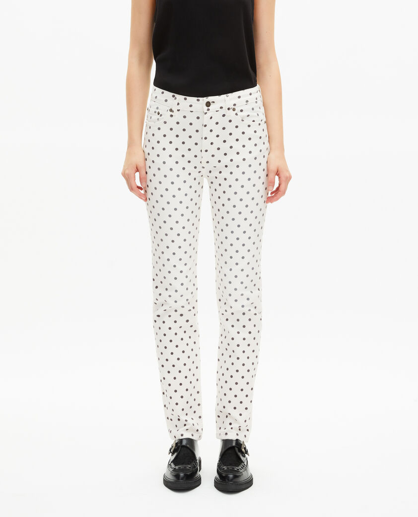The Kooples WOMEN BEIGE GREY beige polka-dot skinny jeans