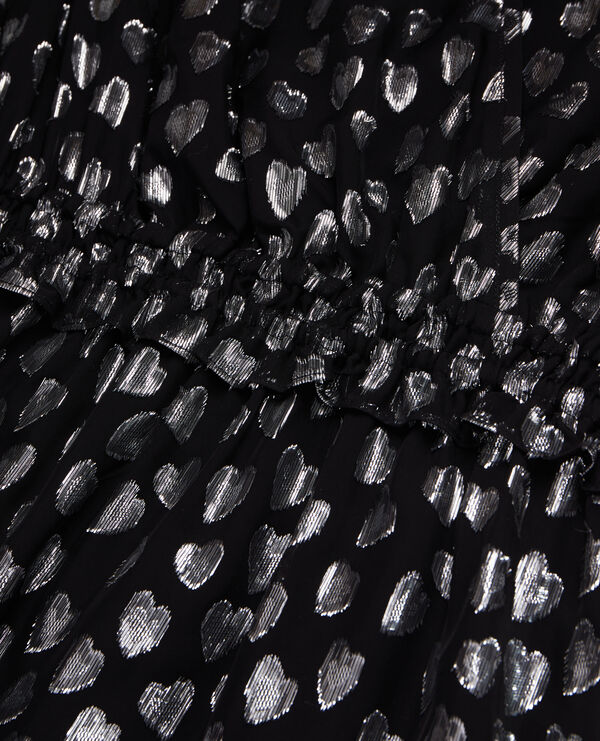 The Kooples WOMEN BLACK SILVER short black dress with silver hearts