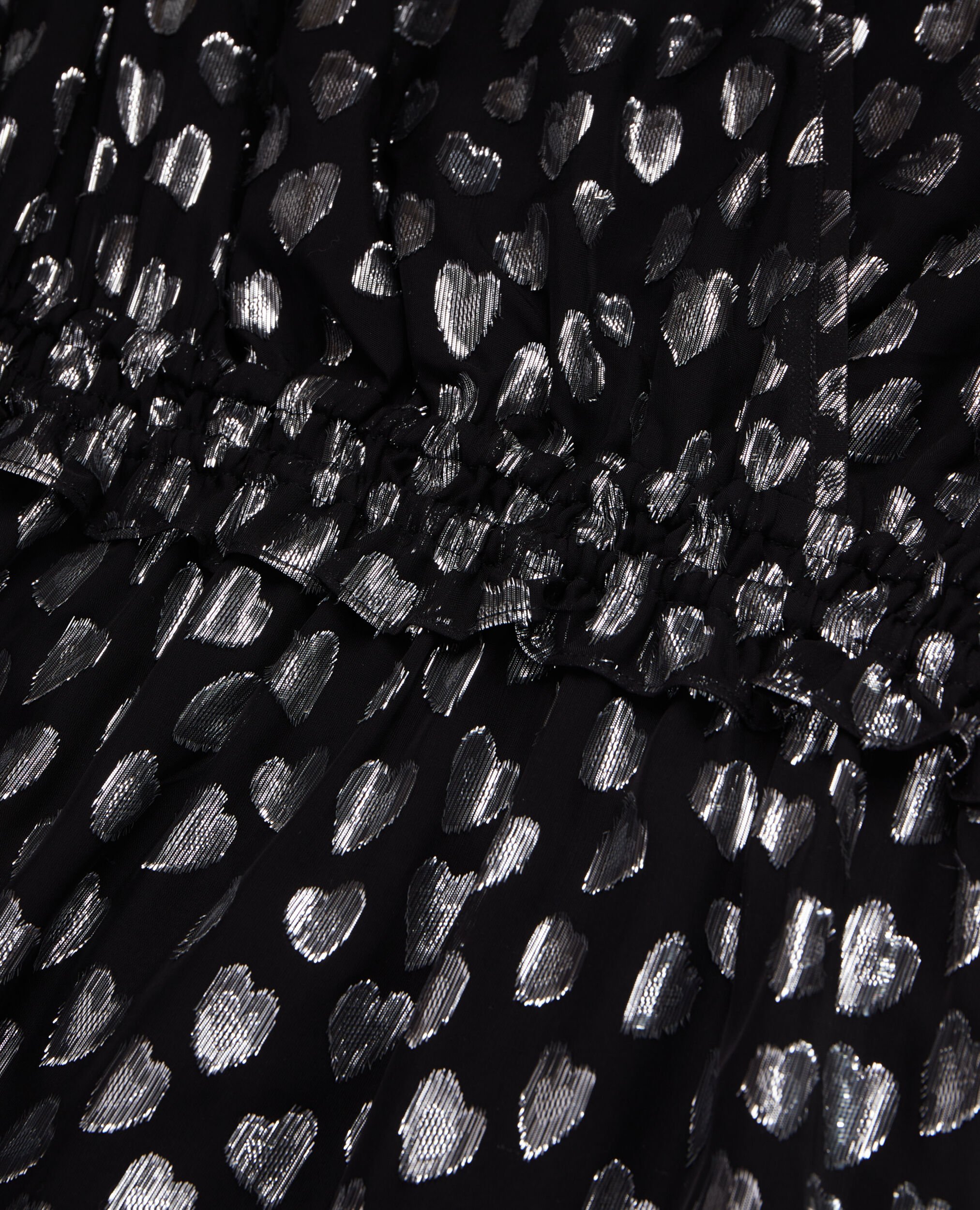 Short black dress with silver hearts, BLACK SILVER, hi-res image number null