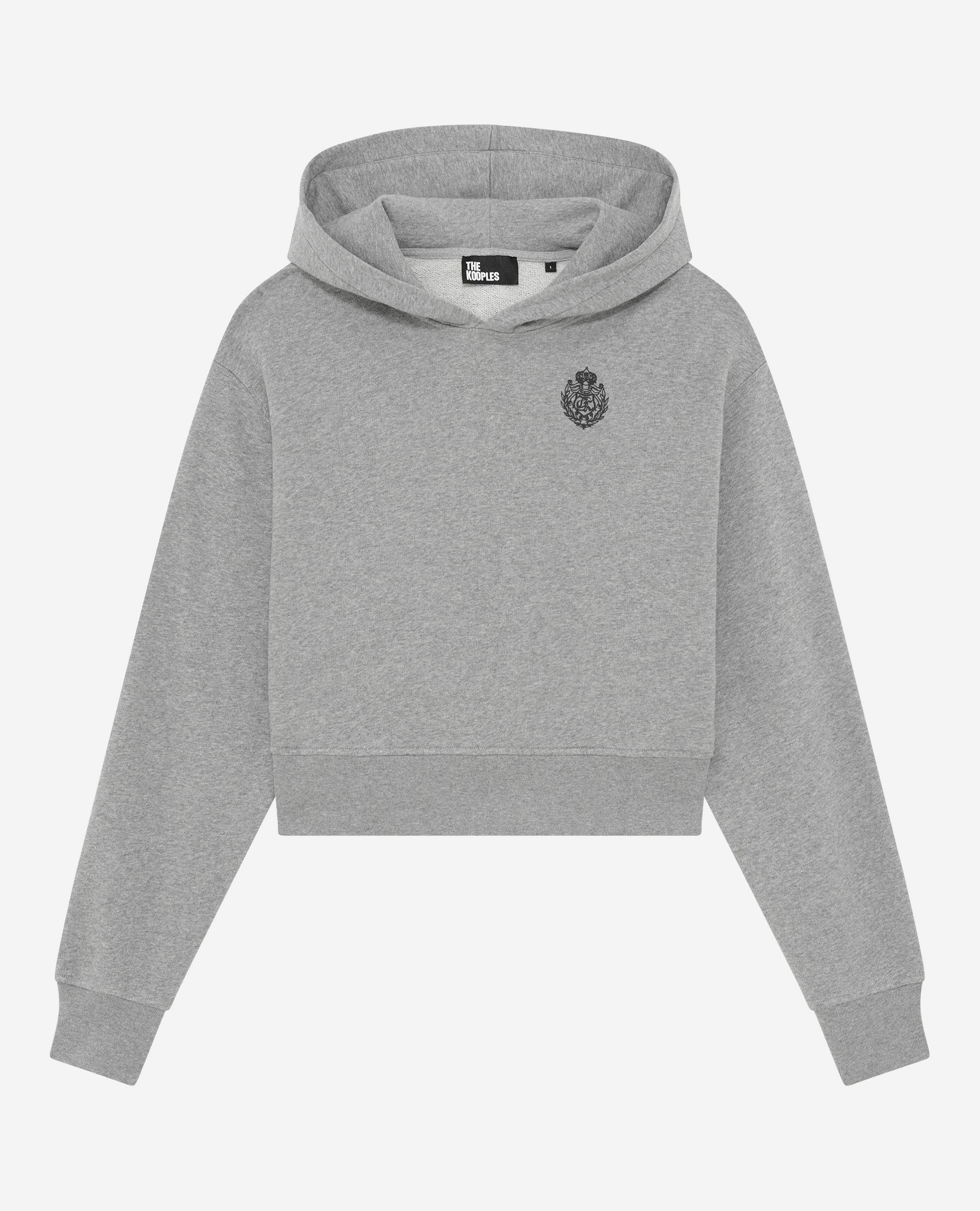 Sweatshirt court à capuche gris, GREY MELANGE, hi-res image number null