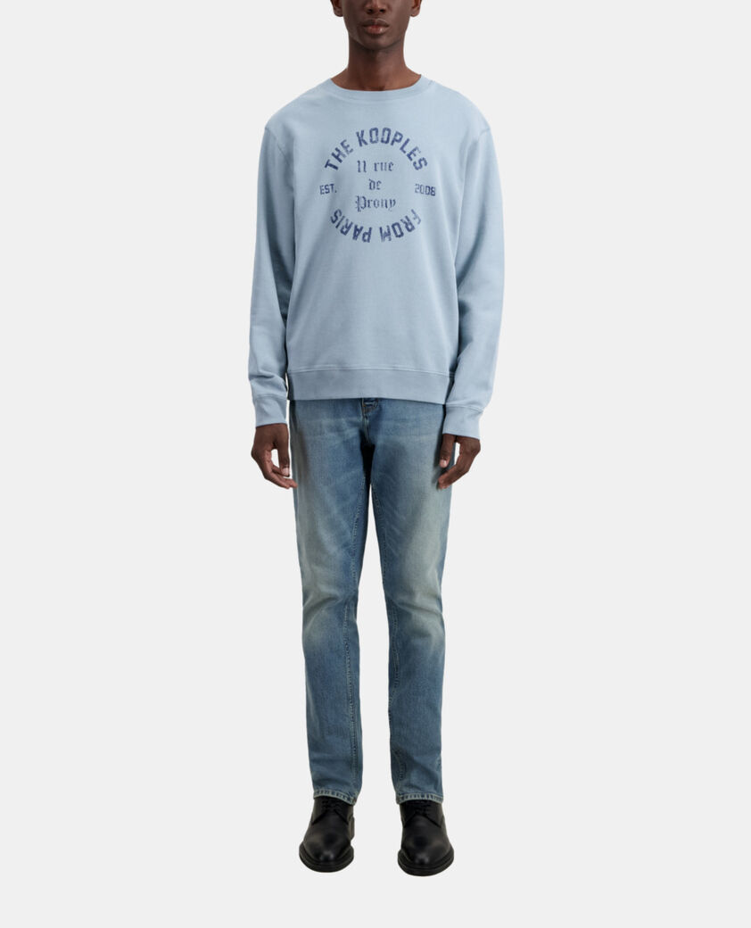 The Kooples HOMME BLUE GREY sweatshirt bleu clair avec sérigraphie 11 rue de prony