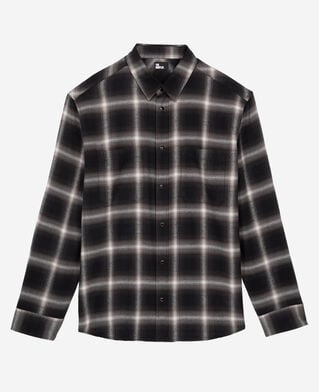 The Kooples MEN BLACK GREY WHITE black plaid shirt