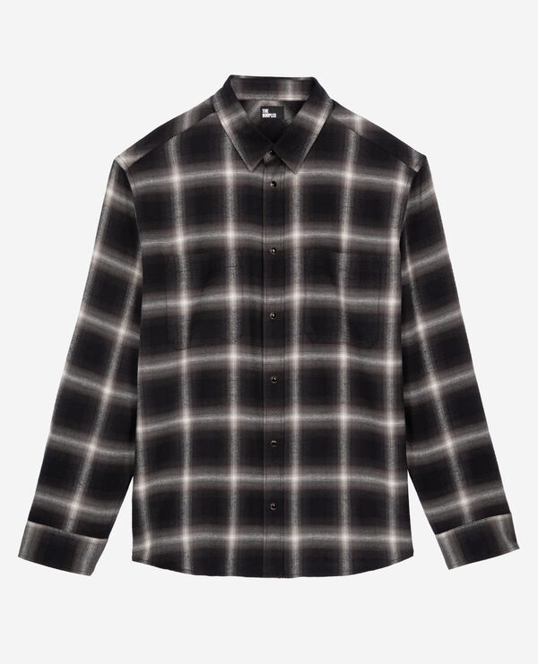 The Kooples HOMBRE BLACK GREY WHITE camisa negra a cuadros