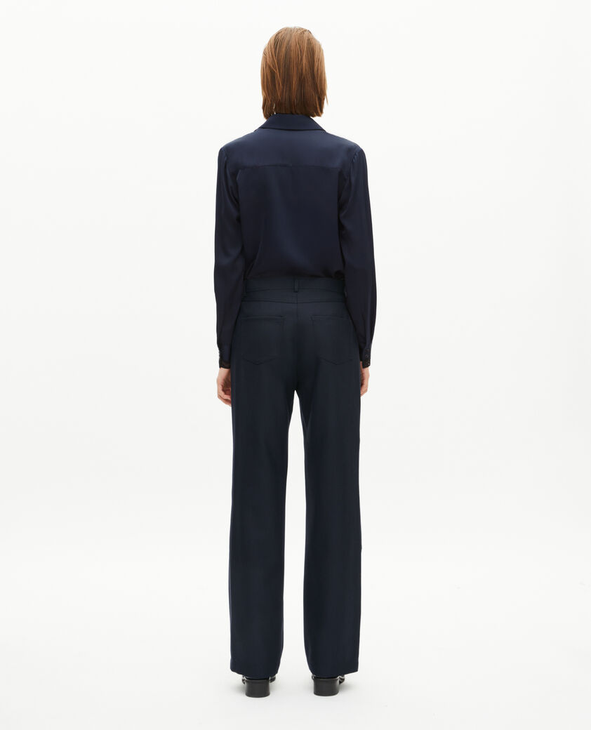 The Kooples FEMME NAVY pantalon droit &agrave; boutons marine