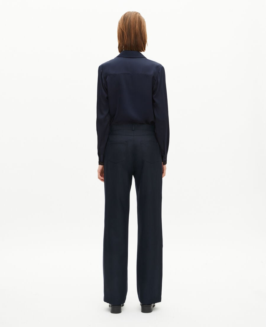 The Kooples FEMME NAVY pantalon droit &agrave; boutons marine