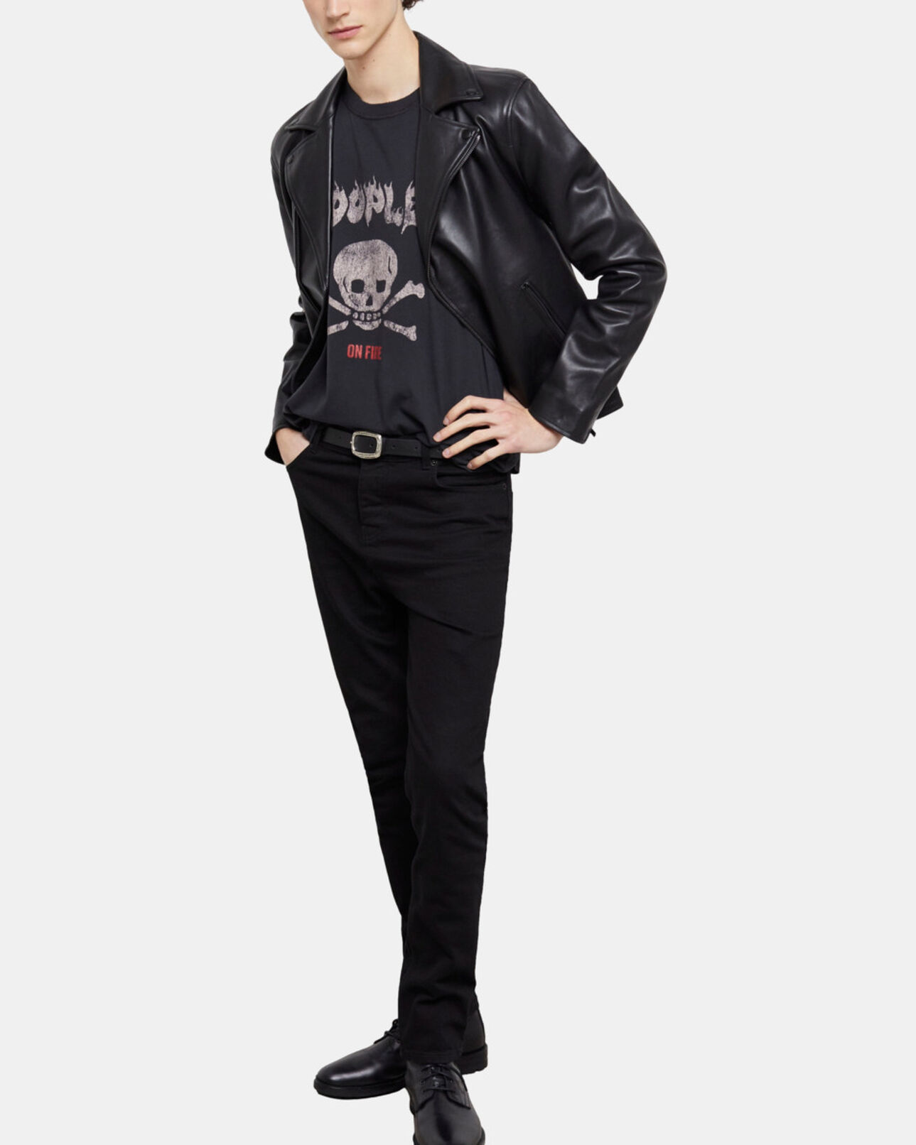The Kooples HOMME BLACK WASHED t-shirt homme sérigraphié noir