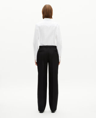 The Kooples FEMME BLACK pantalon tailleur large détails satin noir