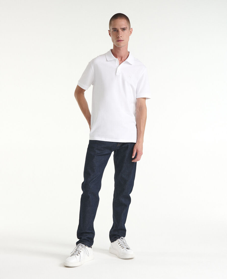 white cotton polo with classic collar