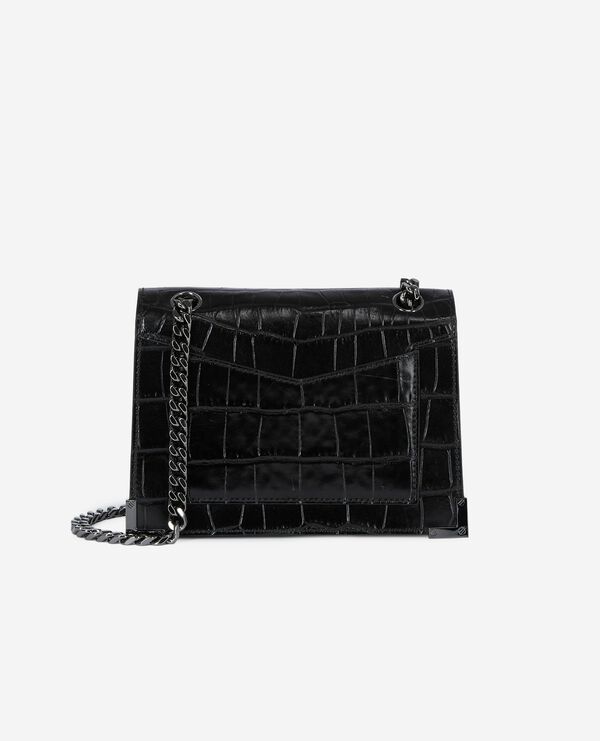 The Kooples FEMME BLACK sac emily small effet crocodile en cuir noir