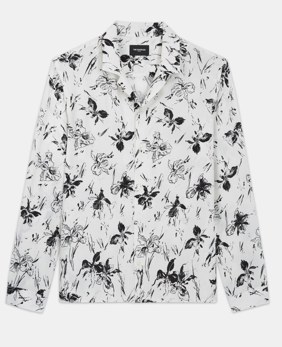 The Kooples HOMME WHITE / BLACK chemise homme blanche imprimé fleuri