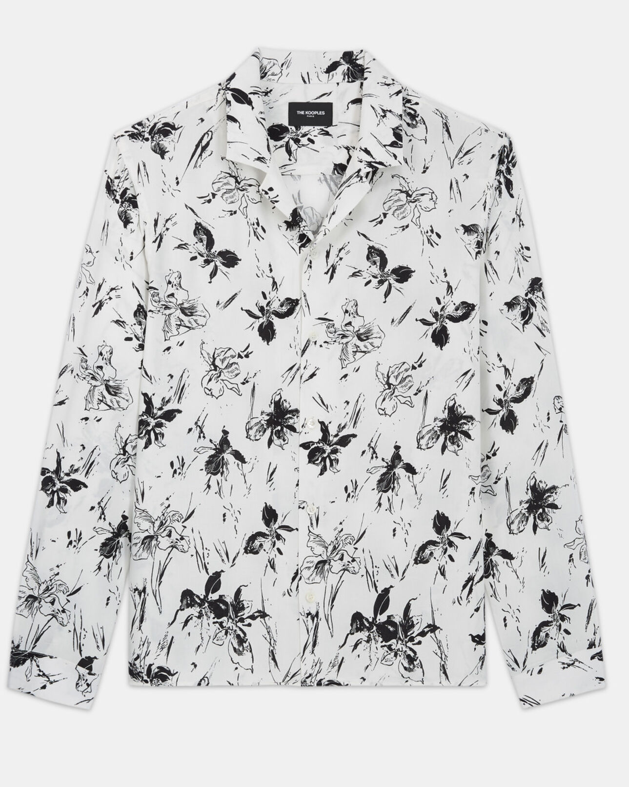 The Kooples MEN WHITE / BLACK men's white shirt with floral print