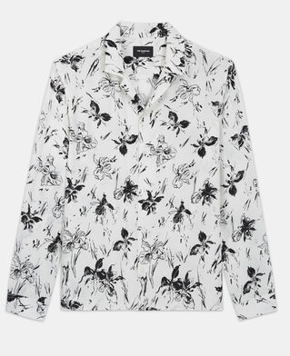 The Kooples HOMME WHITE / BLACK chemise homme blanche imprimé fleuri