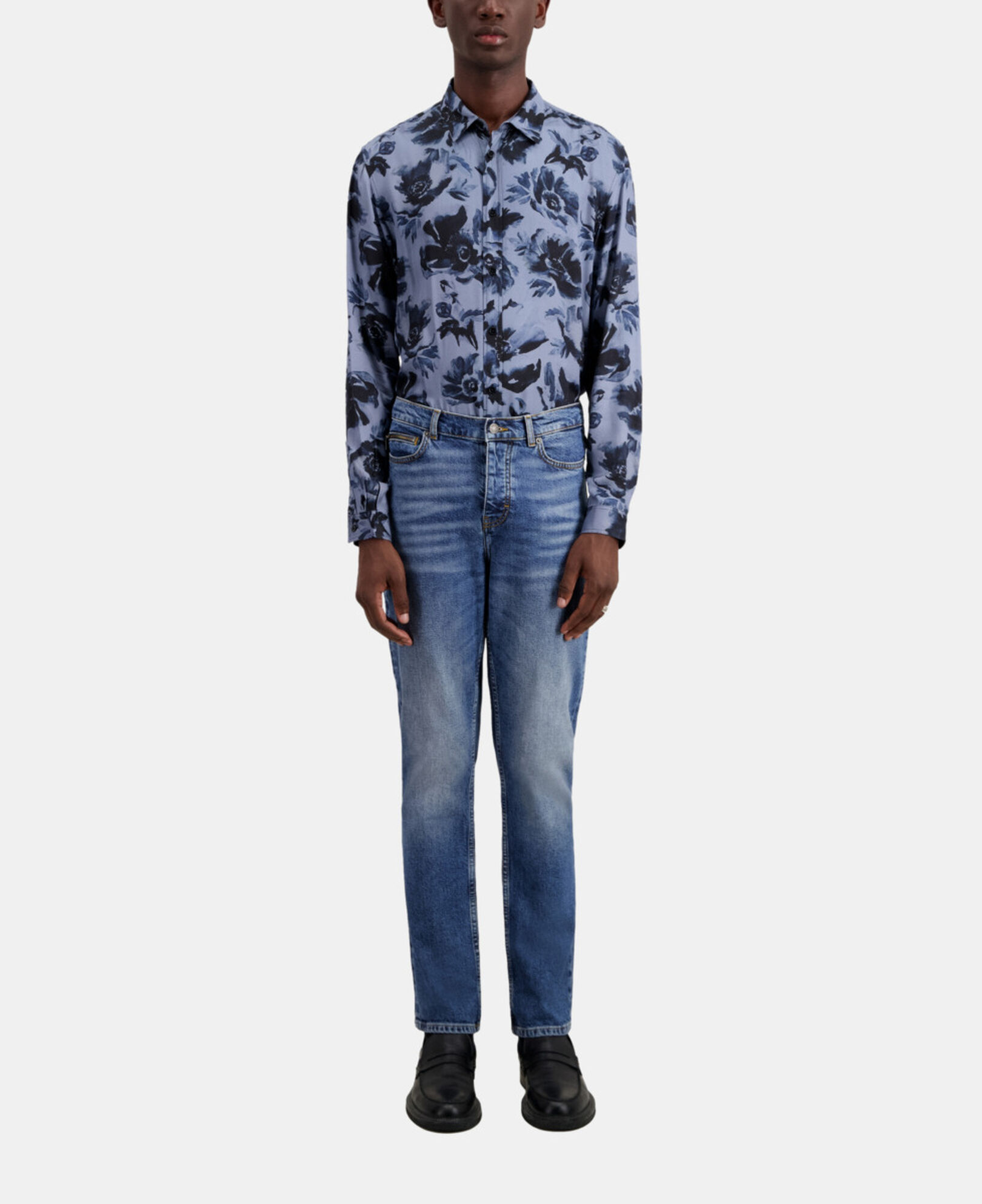 The Kooples MEN BLUE DENIM slim dark blue jeans
