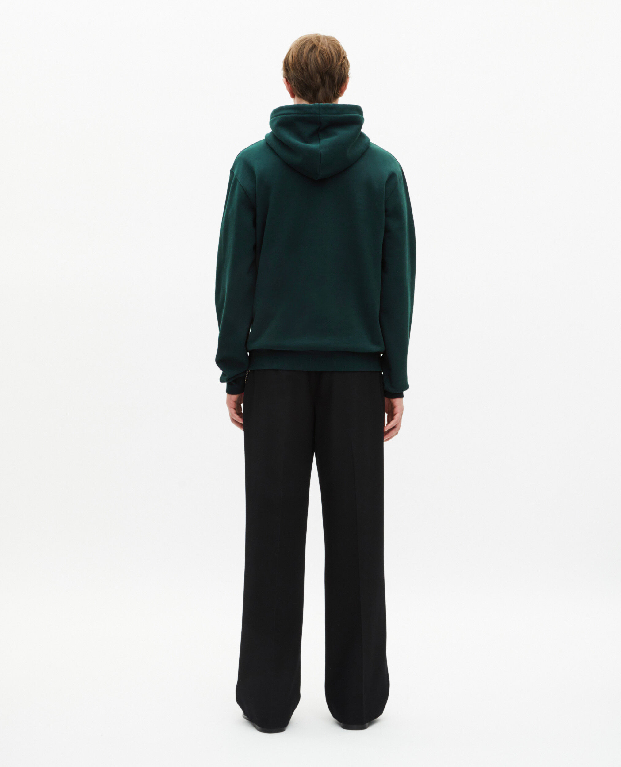 Sweatshirt à capuche avec patch vert foncé, BOTTLE GREEN, hi-res image number null