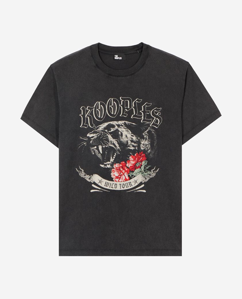 The Kooples FEMME BLACK WASHED t-shirt avec s&eacute;rigraphie noir