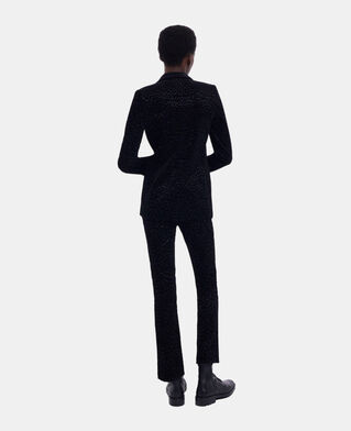 The Kooples F BLACK black velvet suit jacket with leopard print