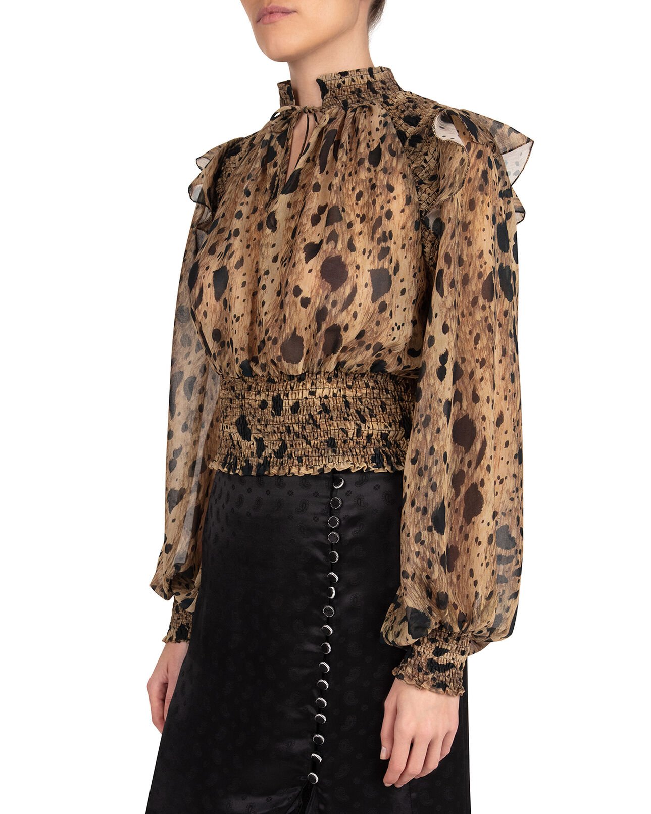 The Kooples WOMEN BLACK BEIGE top a smock