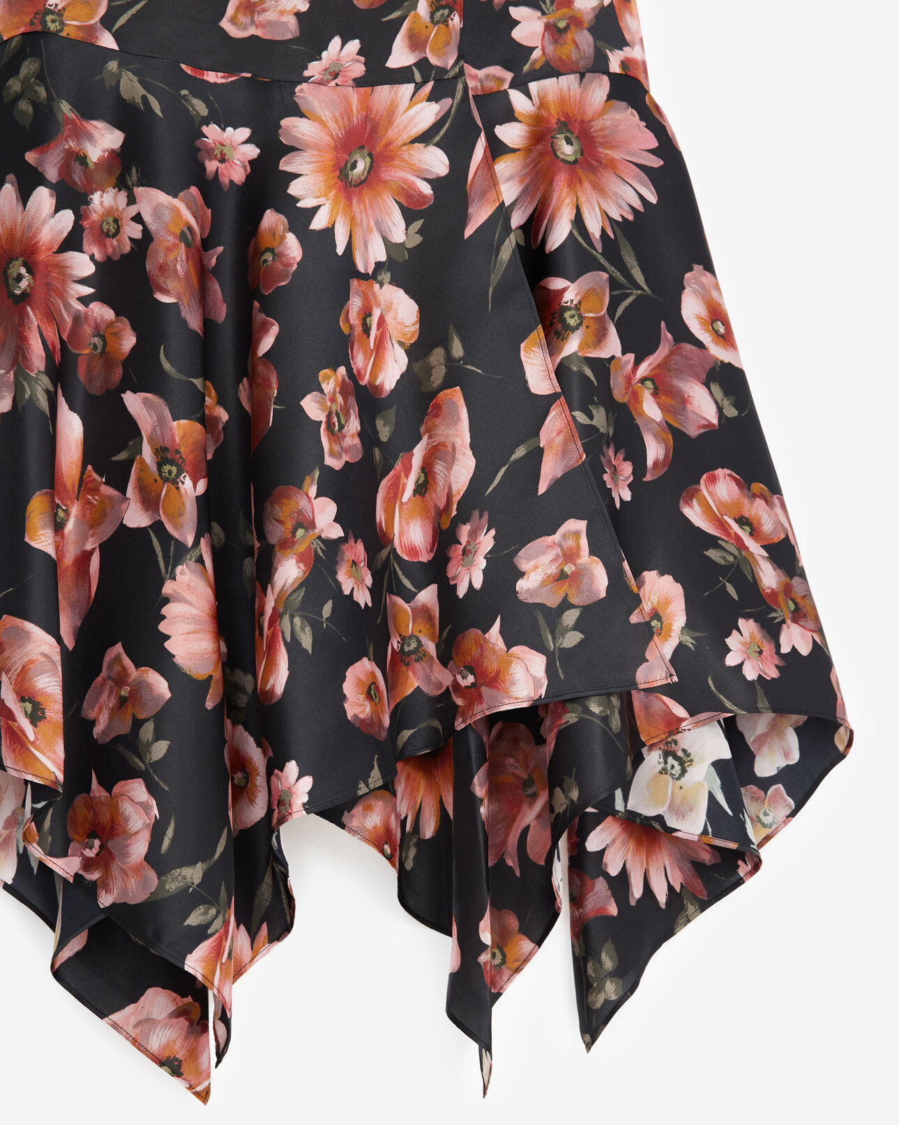 The Kooples WOMEN BLACK satin wrap skirt with floral print