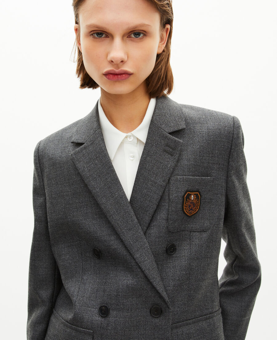 The Kooples WOMEN BLACK dark grey suit jacket