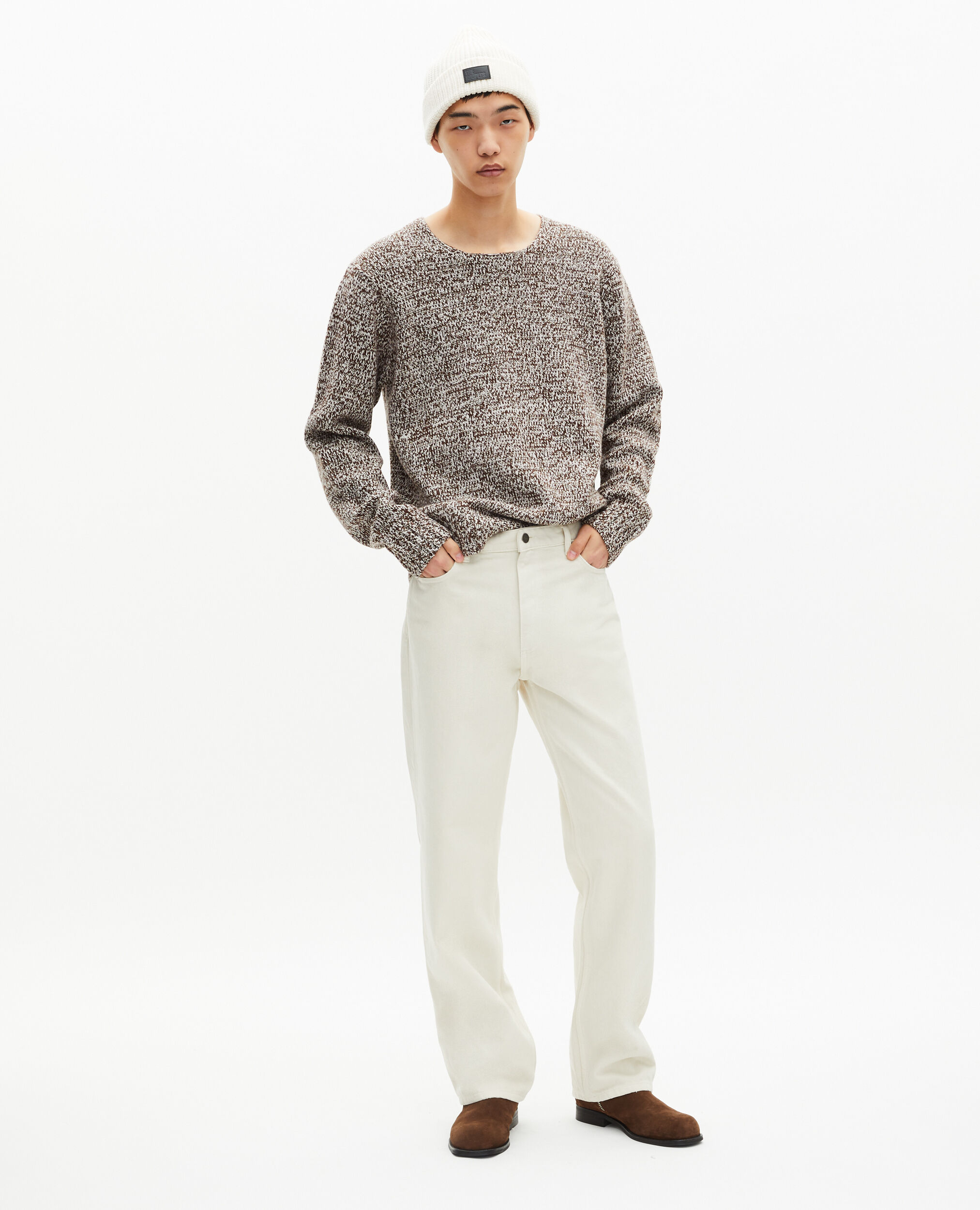 Pull mouliné beige et blanc, BEIGE-BROWN, hi-res image number null