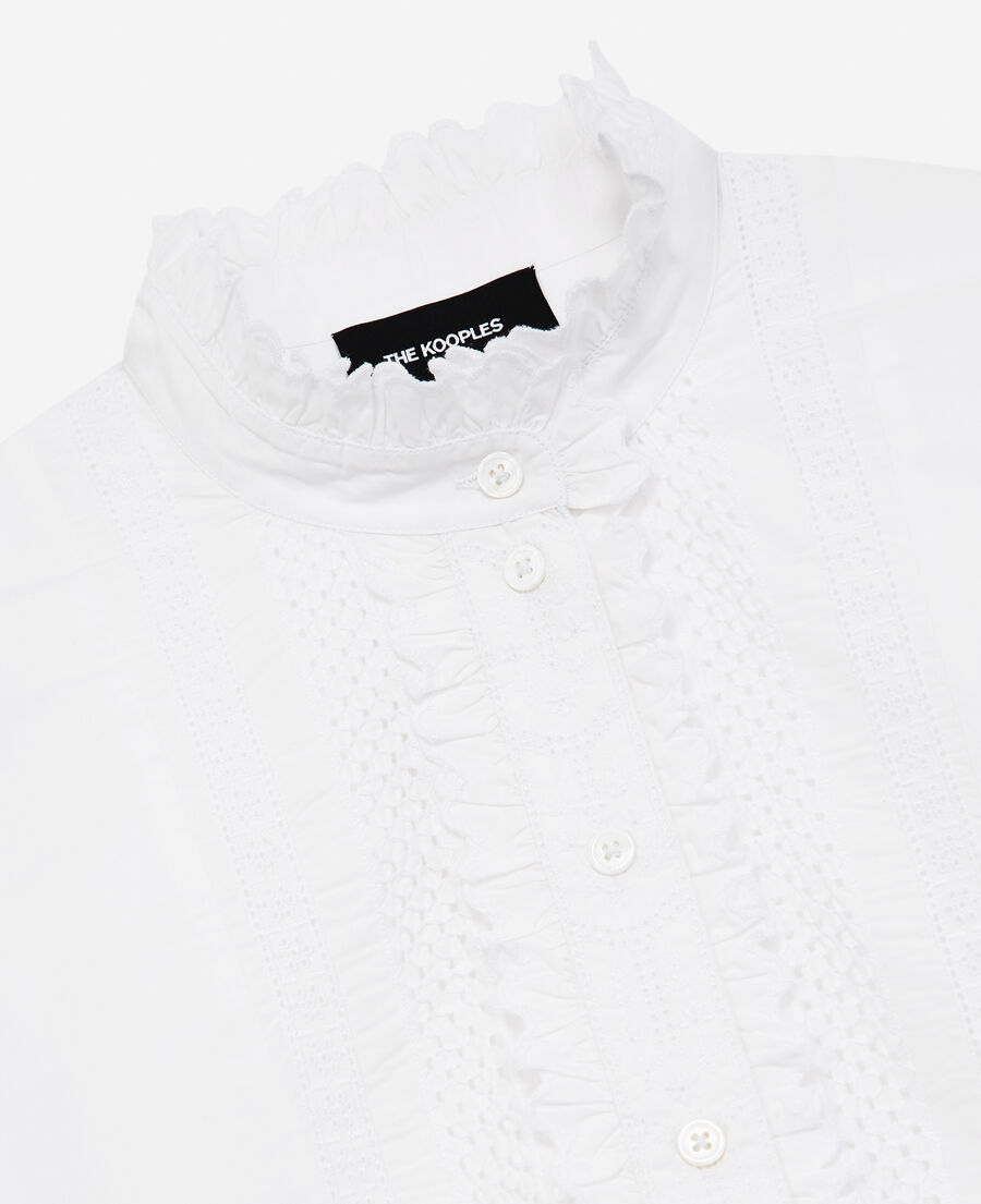 camisa blanca algodón bordado manga