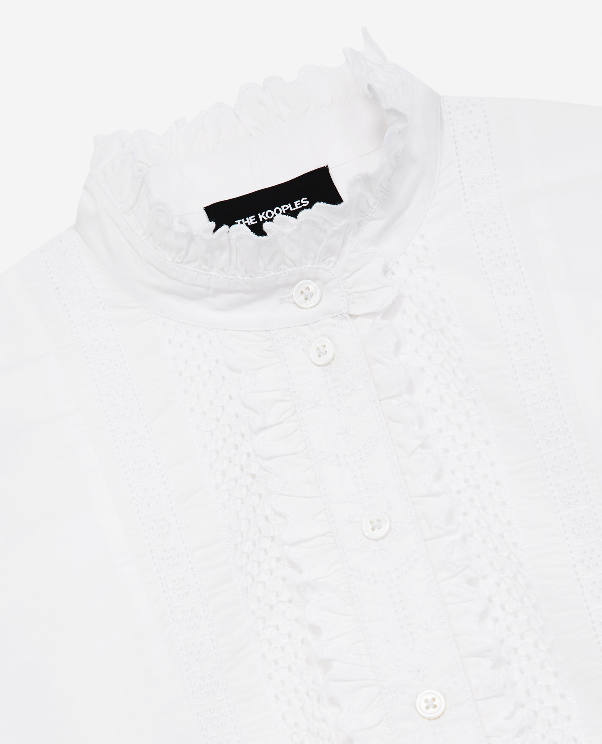 Weißes Baumwollhemd Stickerei Ärmel, WHITE, hi-res image number null