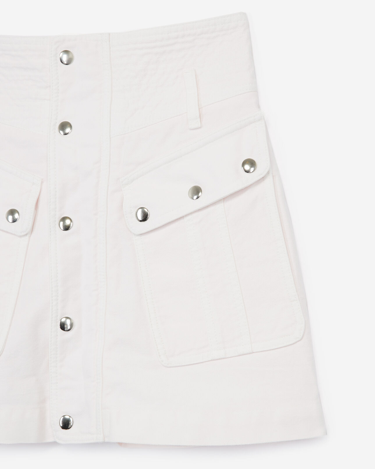 The Kooples FEMME BABY PINK jupe en jean évasée style militaire