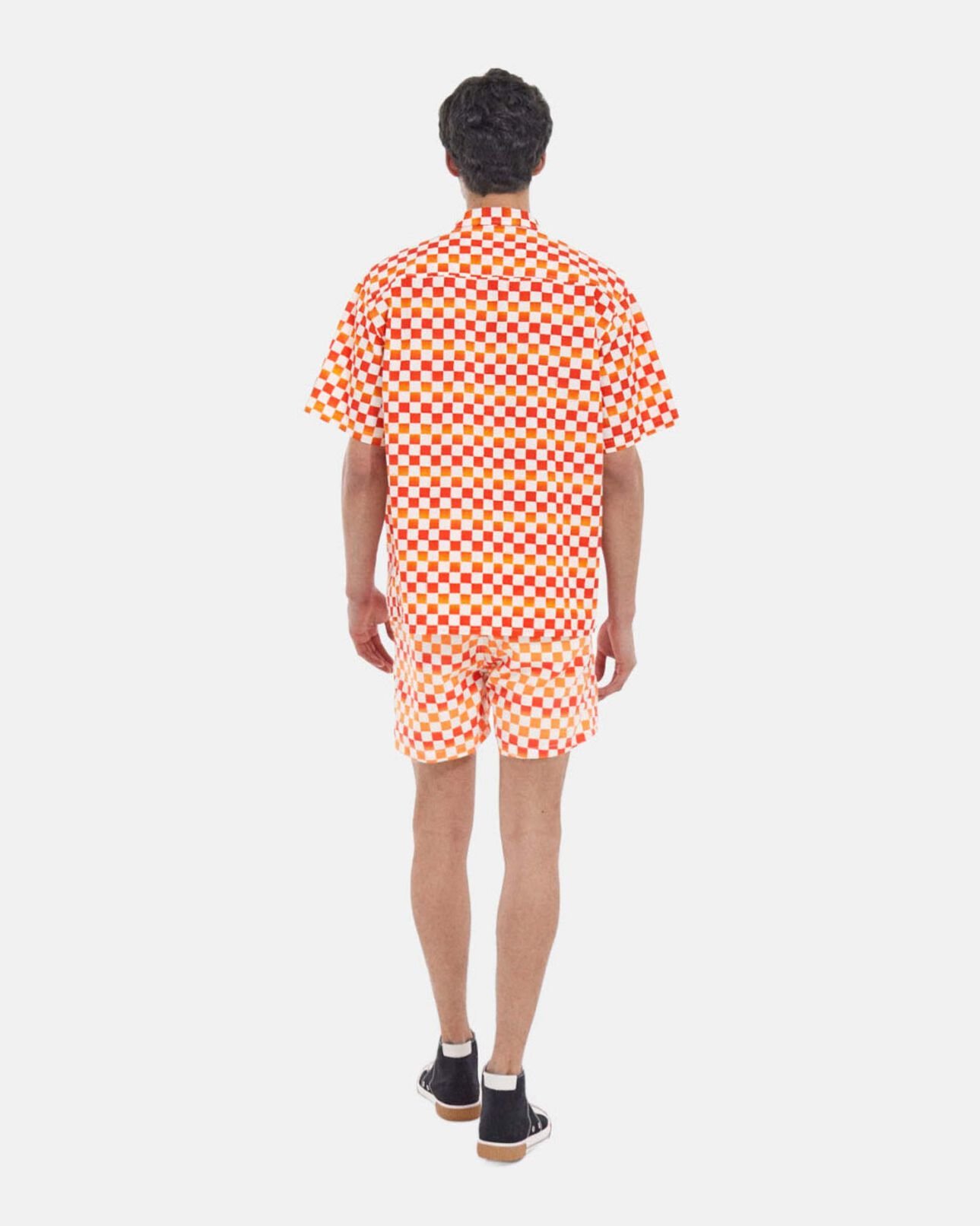 The Kooples HOMME ORANGE RED maillot de bain à carreaux rouge et orange