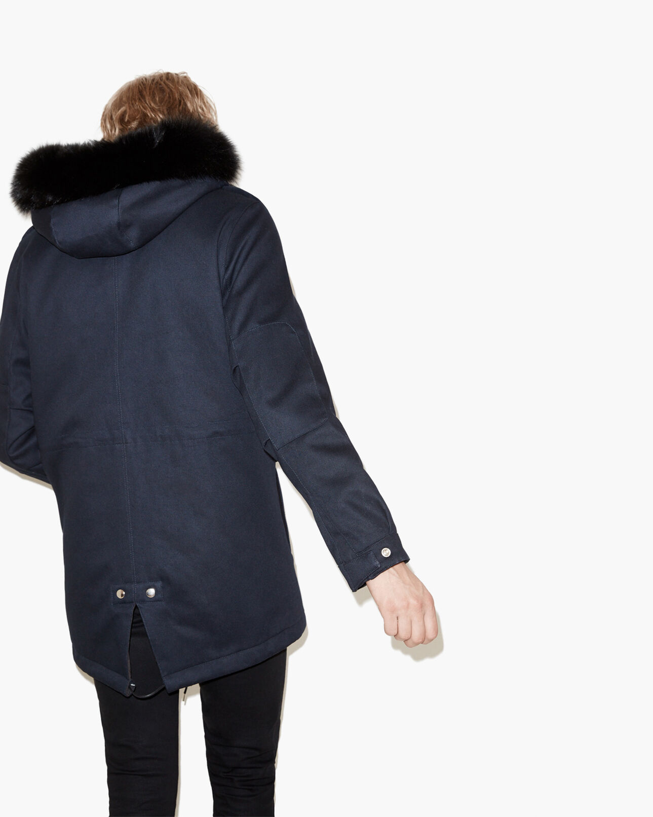The Kooples H DARK NAVY cotton twill parka with leather details