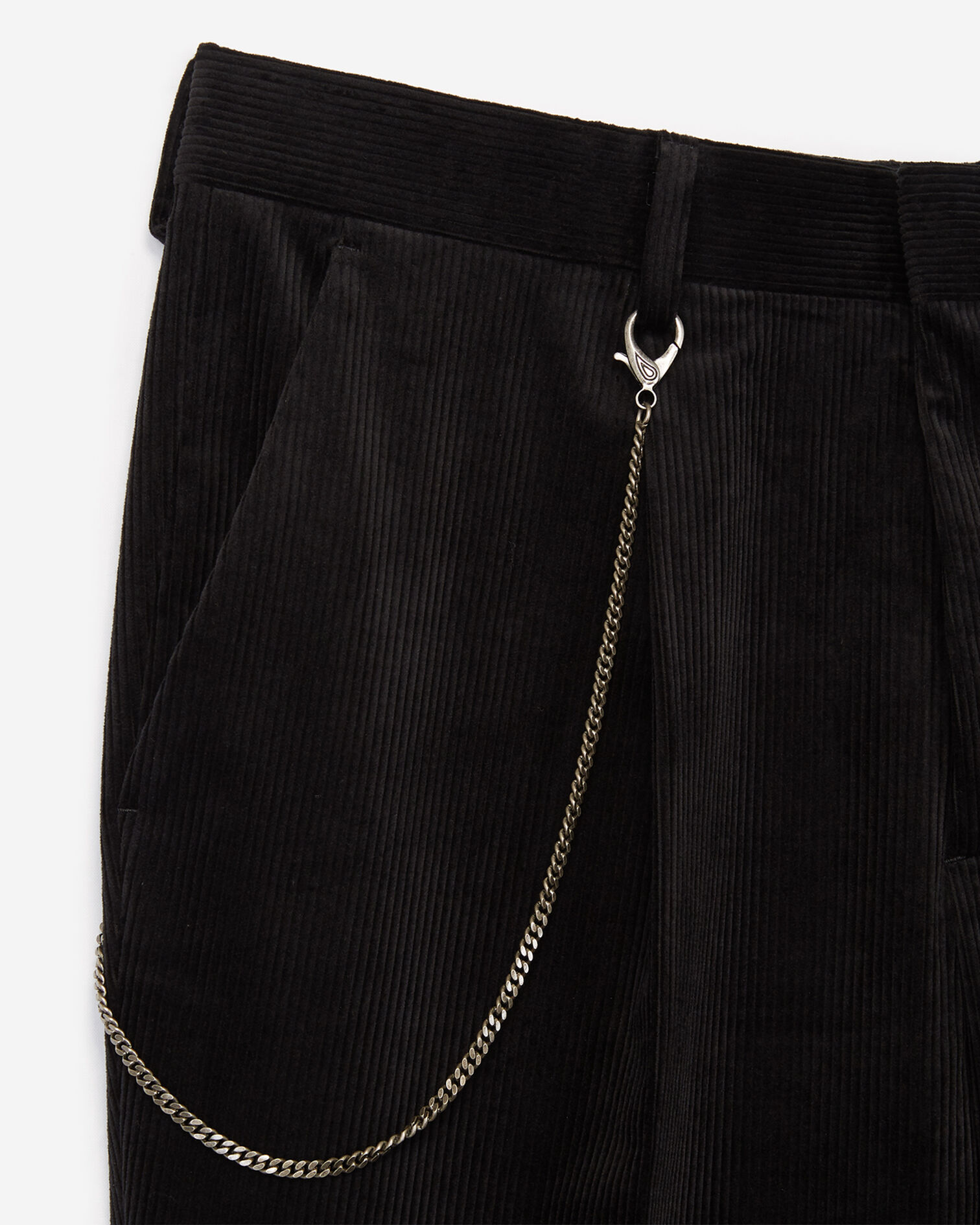 Black ribbed velvet trousers, BLACK, hi-res image number null