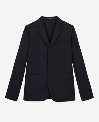 The Kooples H NAVY / WHITE wool suit jacket with check motif