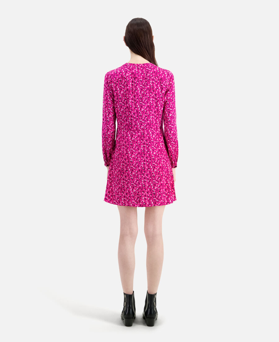 short printed dress with pleating