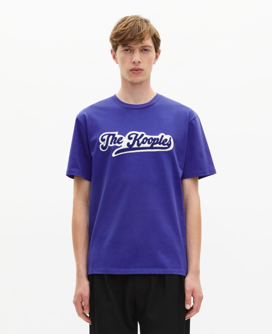 The Kooples HERREN SPECTRUM BLUE t-shirt mit blauem aufn&auml;her