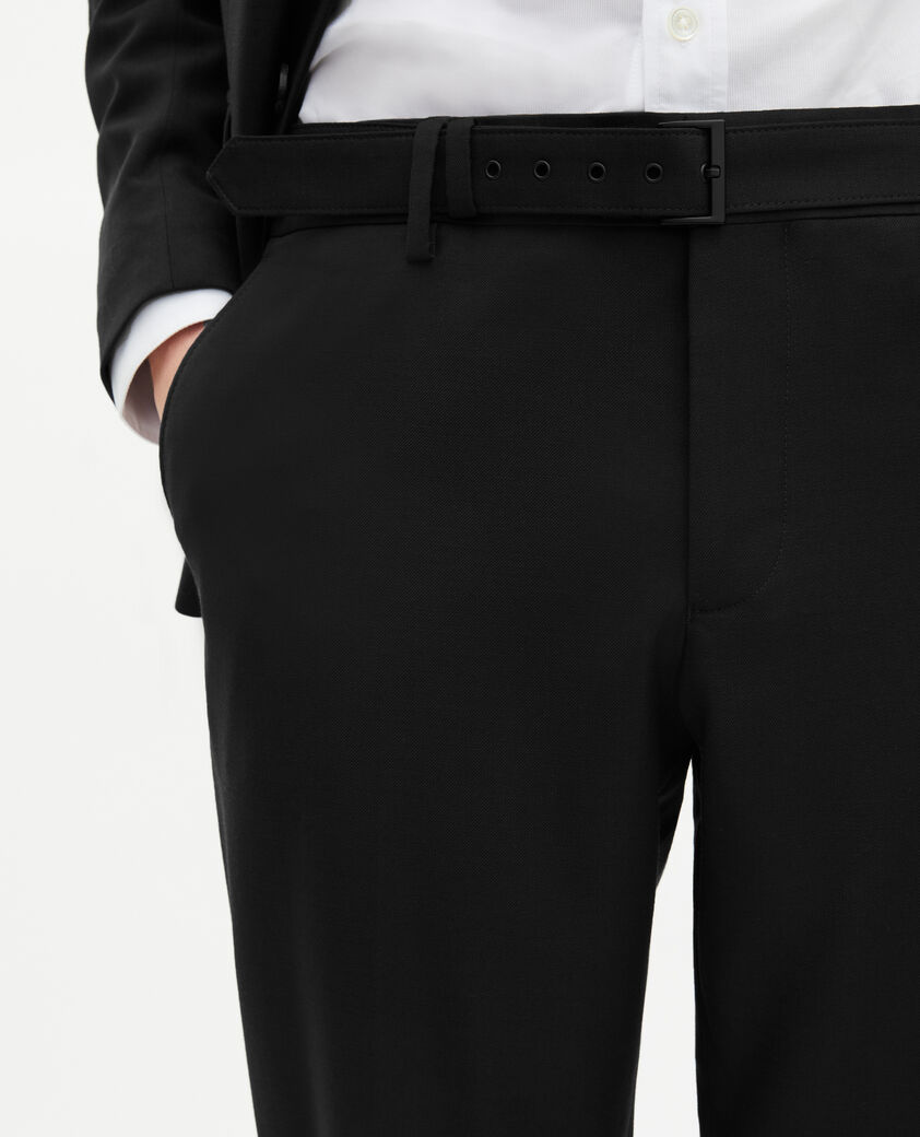 The Kooples HOMME BLACK pantalon de costume en laine &agrave; ceinture int&eacute;gr&eacute;e noir coupe ajust&eacute;e