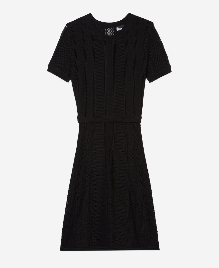 The Kooples WOMEN BLACK short black openwork knit dress