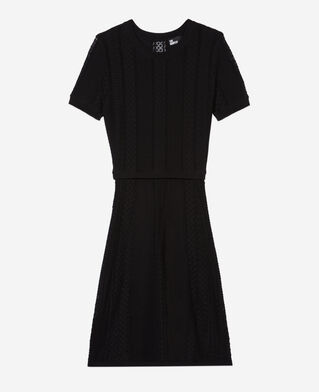 The Kooples WOMEN BLACK short black openwork knit dress