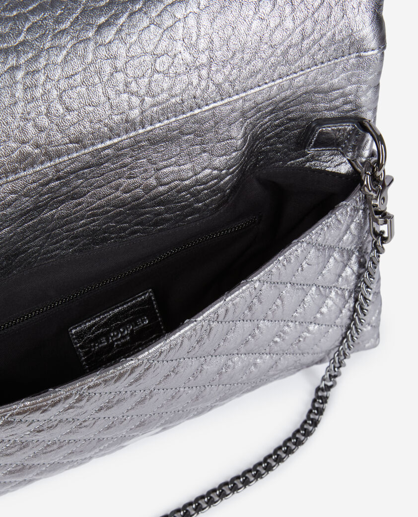 The Kooples FEMME GUN METAL pochette h&eacute;ritage medium en cuir gunmetal