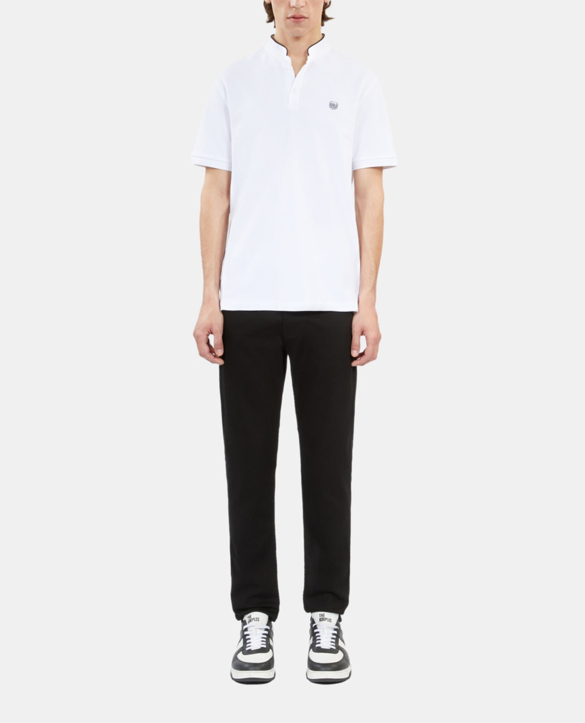 White pique cotton polo t-shirt, WHITE, hi-res image number null