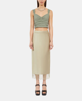 The Kooples FEMME KAKI GREY top court avec fronces vert clair