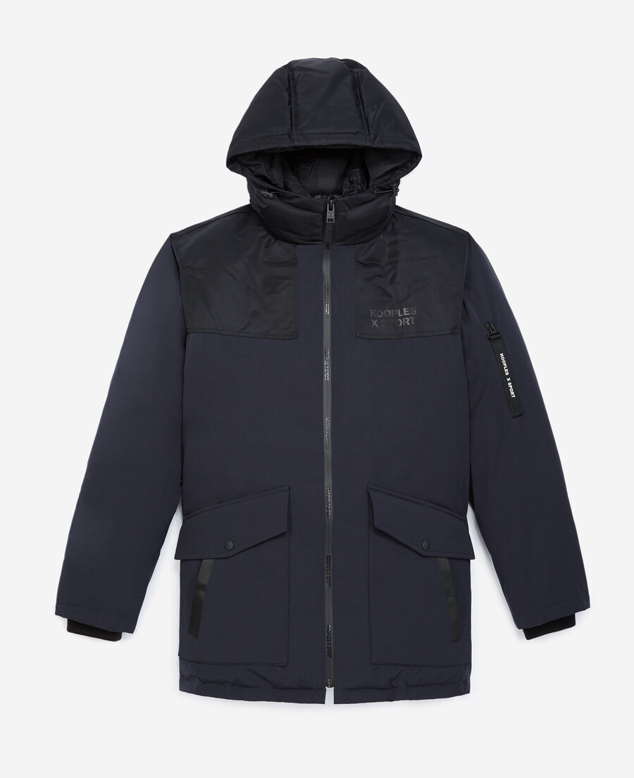 Hooded black and navy blue parka The Kooples