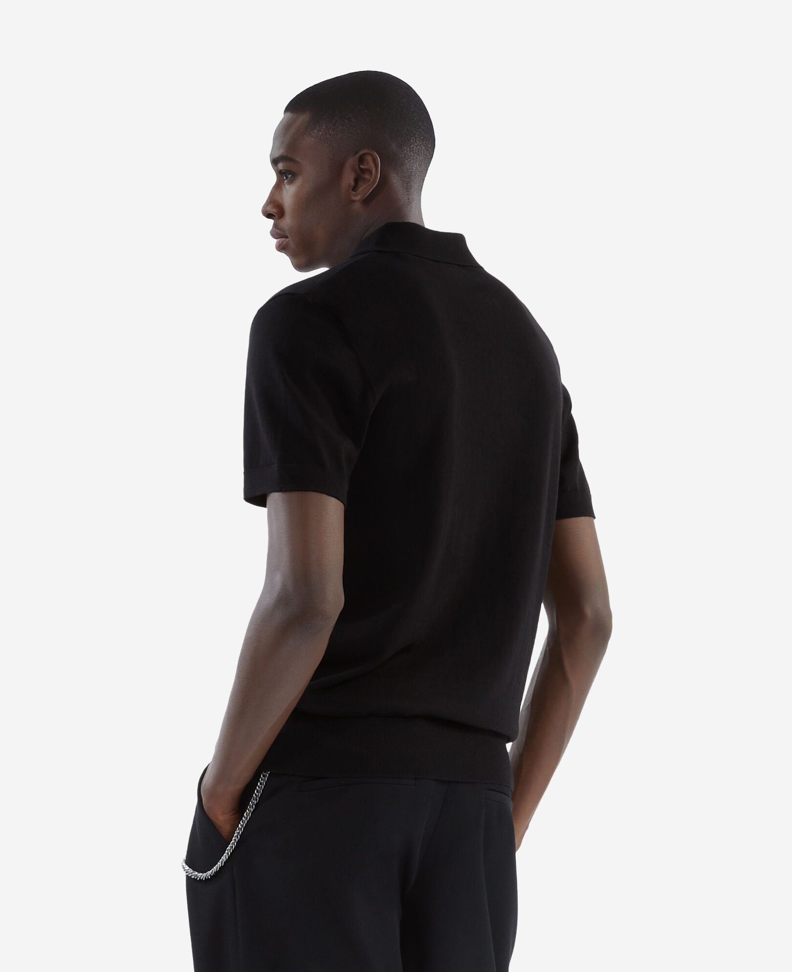 The Kooples MEN BLACK black knit polo