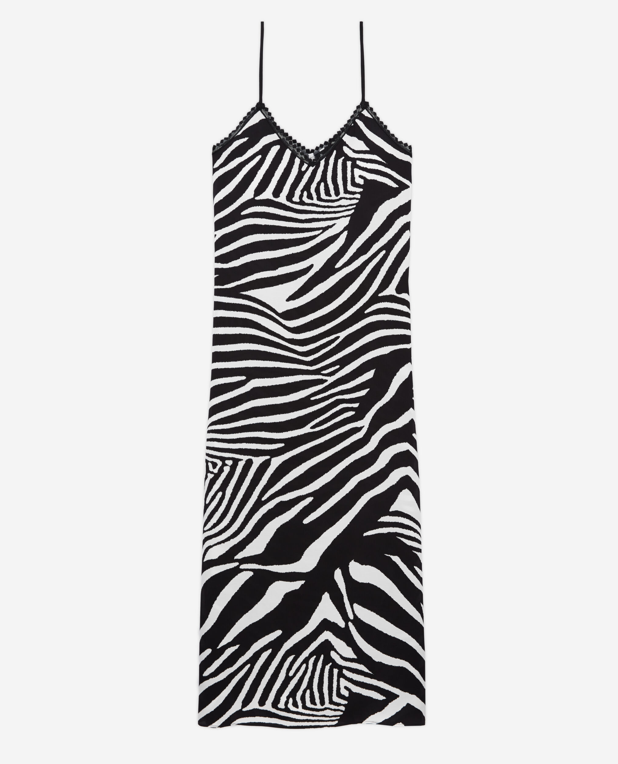Printed long dress, BLACK WHITE, hi-res image number null