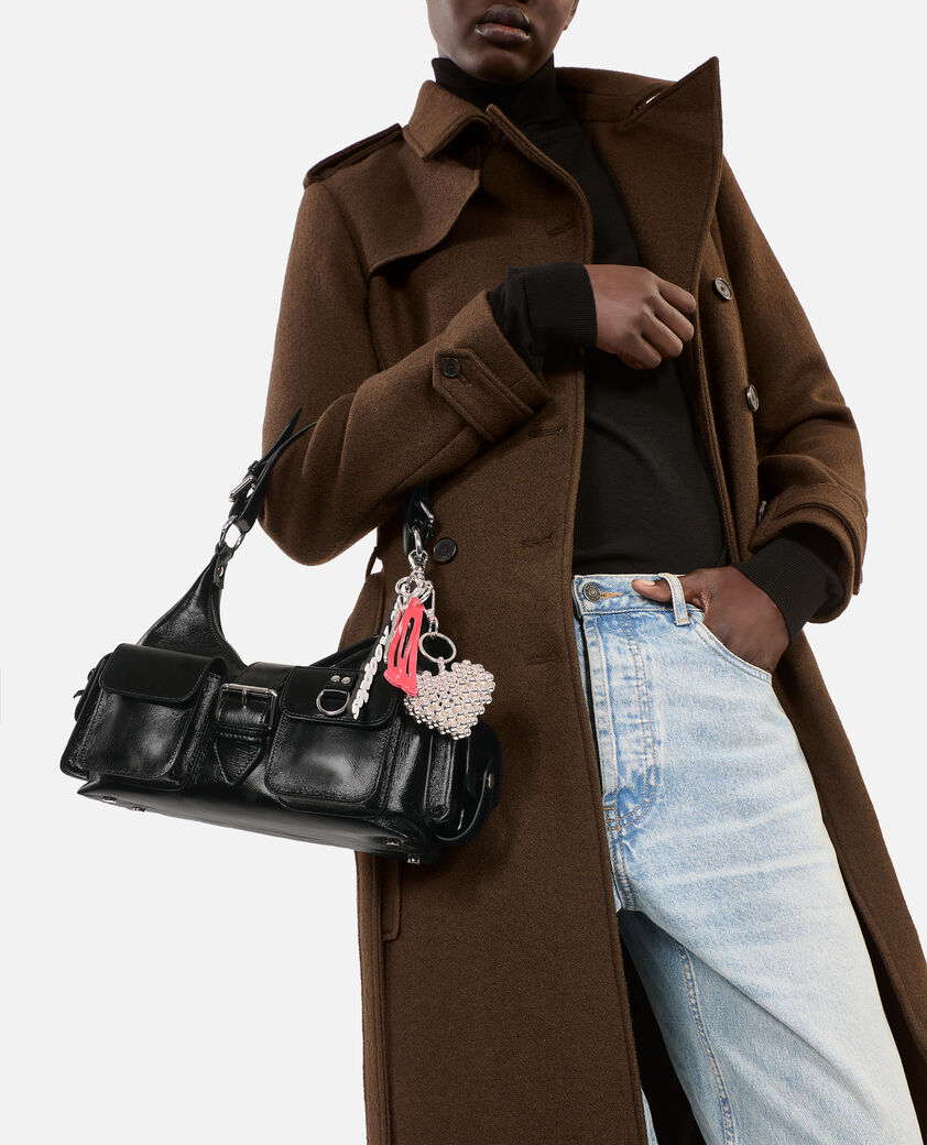 The Kooples WOMEN BLACK amelia bag in black cracked leather