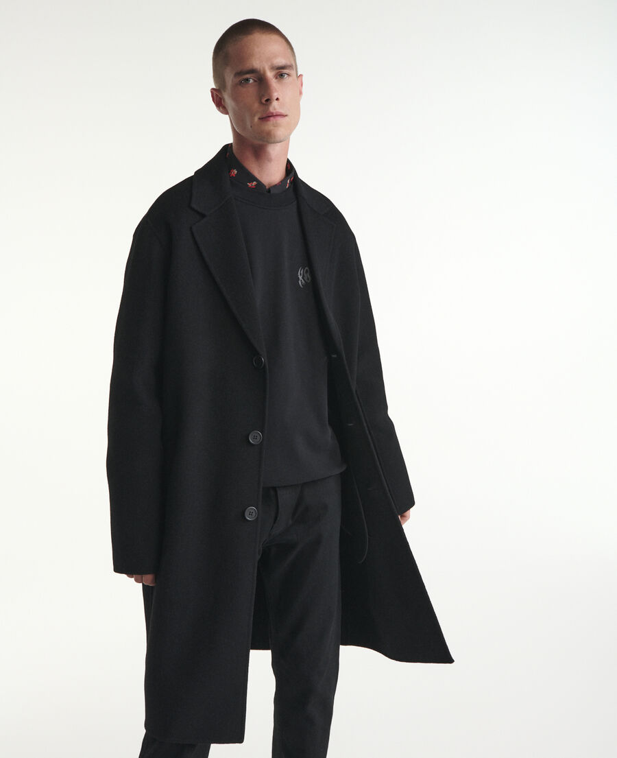 manteau laine noire double face