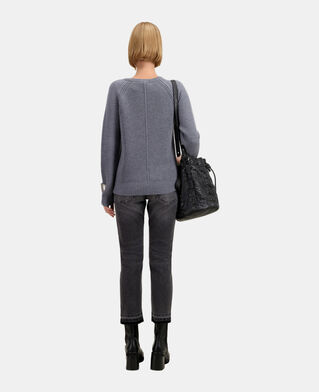 The Kooples FEMME MIDDLE GREY MEL pull gris en laine avec boutons bijoux
