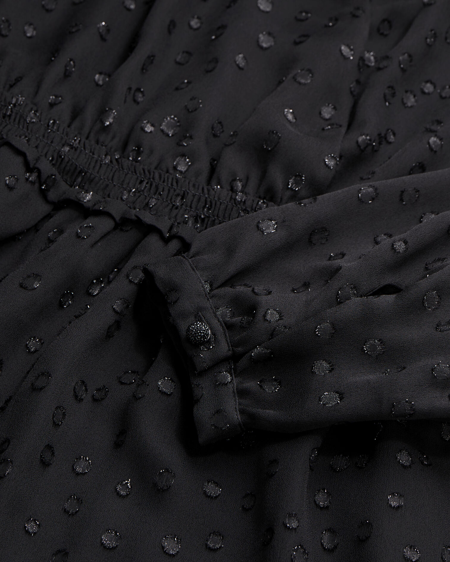 Robe courte noire à pois en lurex, BLACK, hi-res image number null