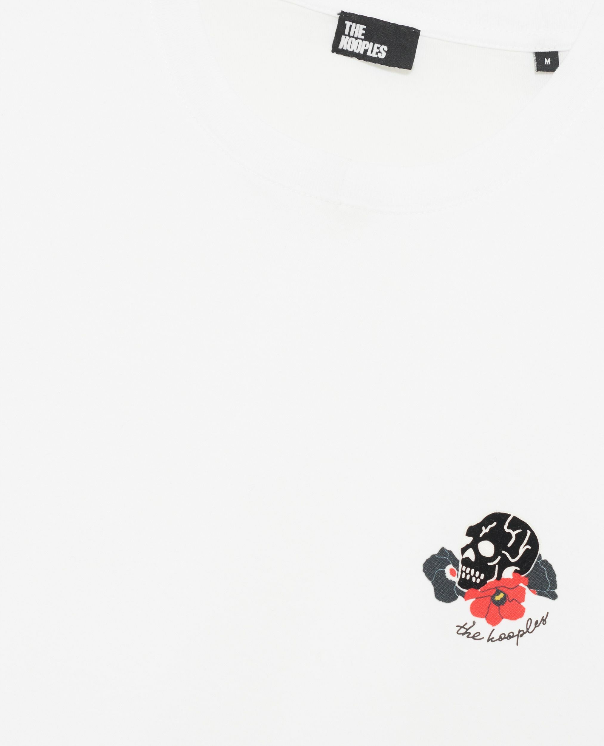 T-Shirt mit weißer Totenkopfbeflockung, WHITE, hi-res image number null